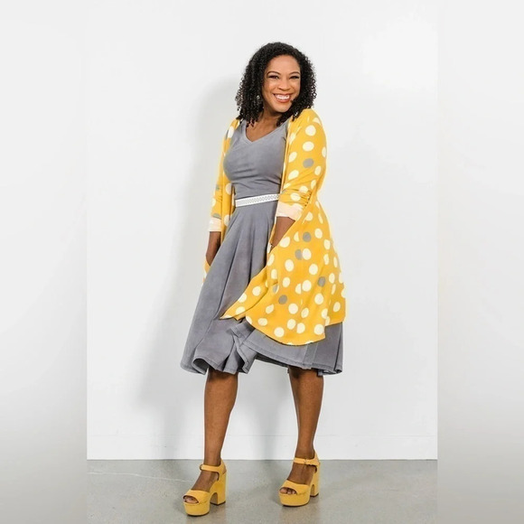 Lularoe women’s cardigan Medium duster top knit Caroline pineapple blue pink - Picture 9 of 10